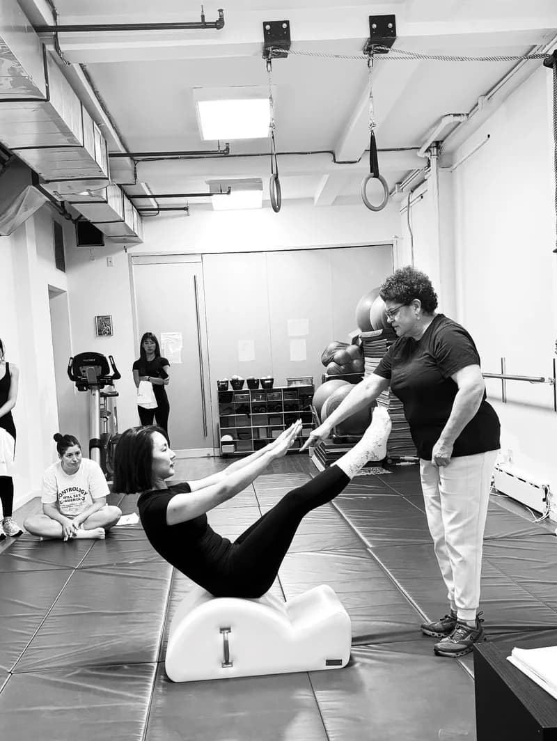 Olivia on the spine corrector, editorial portrait